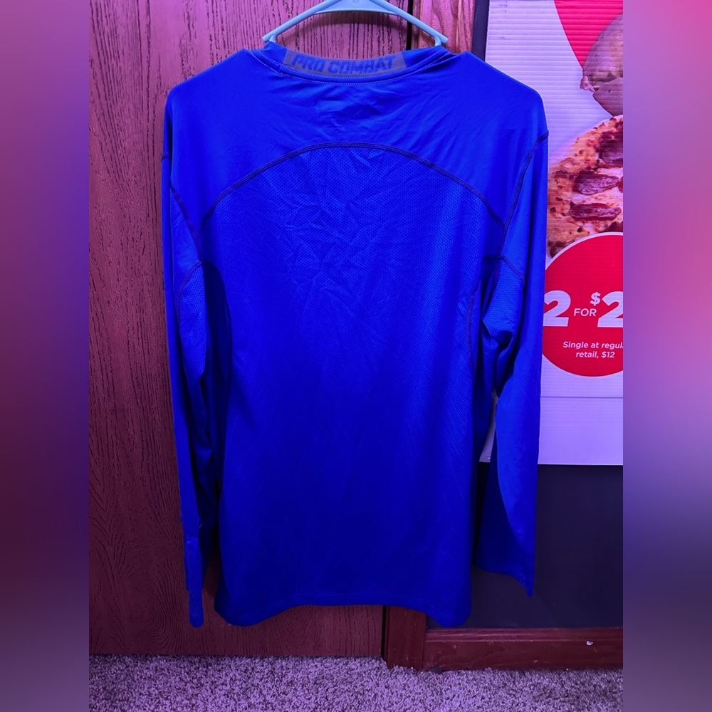 Blue Nike Pro Combat Fitted Compression Long Slee… - image 3